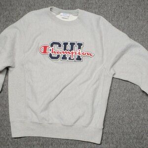 Champion Reverse Weave Chicago Embroidered Crewneck Sweatshirt Gray Mens M